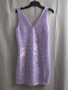 a new day Lavender V-Neck sequin mini Dress xs cocktail wedding party